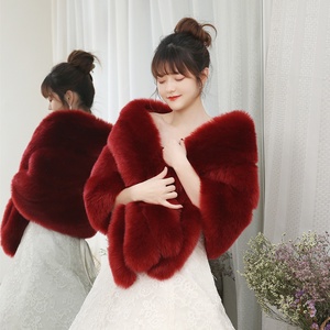 Bufanda de boda tradicional blanca y chal Bolero Wrap chal chaqueta para mujer abrigo de piel cálido con Bolero para Bodas de invierno - Product Image 6