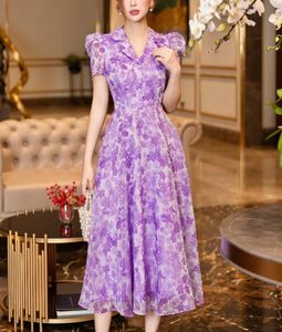 Robe d'Été à Imprimé Floral pour Femme, Élégante Robe de Soie Mi-Longue Décontractée avec Taille Naturelle pour Dames, Usine OEM ODM - Product Image 3