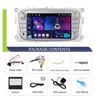 Autoradio Android Podofo 7'' 4+64 Go avec CarPlay/Android Auto sans fil, navigation GPS, WIFI pour Ford Focus S-Max Mondeo Galaxy C-Max