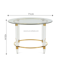 Ensemble de table basse moderne de luxe en acier inoxydable argenté et acrylique transparent avec plateau en acrylique trempé ultra-transparent, design décoratif