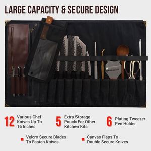 Échantillon Gratuit : Sac de Rangement Personnalisé pour Couteaux de Cuisine, Organisateur Robuste en Toile Cirée pour Outils de BBQ et Couteaux - Product Image 2