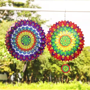 Spinner de viento de acero inoxidable, adorno de jardín, mandala, spinner de viento para decoración de patio y jardín, spinner de viento de metal