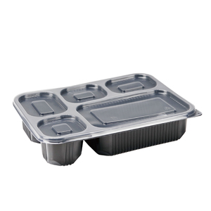 Dùng Một Lần Thực Phẩm Container 5 Ngăn Lò Vi Sóng Nhựa Hộp Vuông Với Nắp Phân Hủy Sinh Học Vỏ Sò Bao Bì Cho Nhà Hàng - Product Image 3