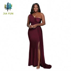 2026 New Fashion Solid Color Sleeveless One Shoulder Sexy Tight Height Waist Slit <strong>Temperament</strong> Women's Evening Party Dress - Product Image 4