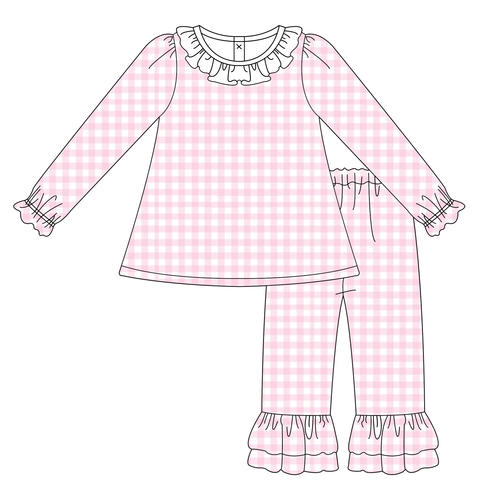 ostern kleines mädchen zweiteiliges kleid hosen set gestrickt rosa gingham tinte rüschen kleidung baby mädchen kleidung set 2024