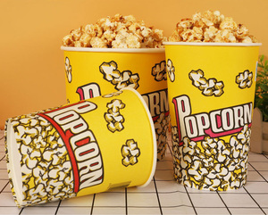 Seau à popcorn jetable en papier couché simple paroi, qualité alimentaire, résistant à la graisse, pour cinéma, soirées cinéma, poulet frit - Product Image 2