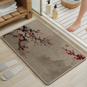 Alfombra de baño tejida de estilo vintage, rectangular, de fibra de poliéster, absorbente y antideslizante para baños. - Product Image 1