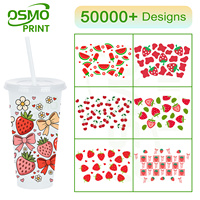 Autocollants de transfert UV double face Osmo 24oz pour gobelets en plastique lavables, motif imprimé léopard pour gobelets