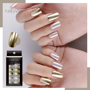 <span class=keywords><strong>Uñas</strong></span> postizas cuadradas metálicas, 24 unidades, cromadas, acrílicas, <span class=keywords><strong>doradas</strong></span> y plateadas, gran oferta - Product Image 2