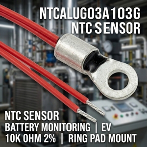 NTCALUG03A103G pour Vishay, thermistance <span class=keywords><strong>NTC</strong></span> <span class=keywords><strong>10K</strong></span> 2% avec capteur de température à anneau de connexion, disponible pour alimentation de batteries - Product Image 1