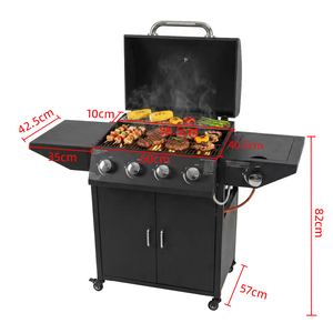 Grill a Gas Propano da 50.000 BTU con 4 Bruciatori e Fornello Laterale, Barbecue Portatile su Carrello per Giardino, Patio, Campeggio - Product Image 2