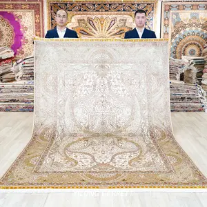 YILONG 6'x9' 古典波斯设计手工丝绸地毯东方风格地毯