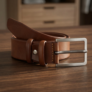 Best Quality Handcrafted From Cowhide Leather Casual <b>Belt</b> for Unisex With Matt <b>Silver</b> Zinc <b>Buckle</b> Customization Available - Product Image 1