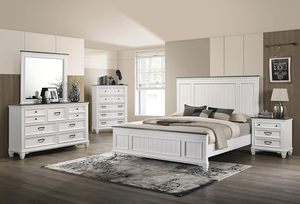 Hot selling 3-Piece Wood Bedroom Set with Storage Shiplap Panel King Bed and 2 <strong>Nightstands</strong> for Home &amp; Hotel Use - Product Image 4