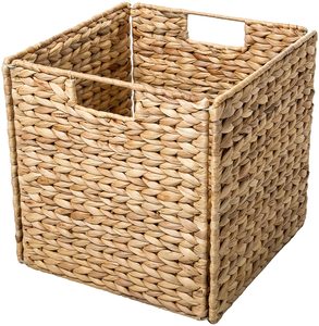 Water Hyacinth Baskets Basket Handl Foldable Hand-Made Woven Cub Water Hyacinth Storage Baskets With Handles