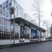 Nouveaux abris de bus intelligents à énergie renouvelable, sièges LED à énergie solaire avec recharge sans fil, cadre en alliage d'aluminium, écologiques et durables
