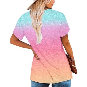 FOXA Camisa tipo túnica para mujer, manga corta, con estampado degradado, transpirable, de punto, informal, de verano - Product Image 4