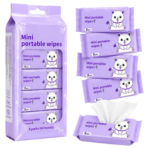 Toallitas Húmedas para Bebé, Mini, Sin Alcohol, Sin Perfume, Paquete de 64 Unidades, Venta al Por Mayor - Product Image 1