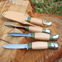Gravierbares Buchenholzgriff-Messer mit Rundspitze, Feststehende Klinge, Schnitzmesser, Camping-Geradmesser, Sicherheits-Scoutmesser für Kinder