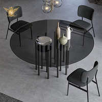 Table à manger design italien moderne avec plateau en verre trempé, meubles de salle à manger, cuisine avec 6 chaises personnalisées