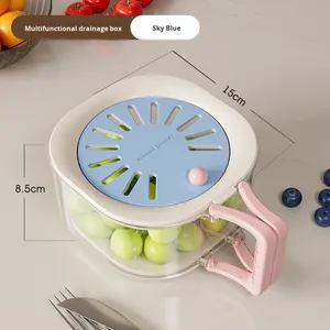 Cesta de drenaje de plástico de doble capa 2 en 1, <span class=keywords><strong>escurridor</strong></span> de frutas, contenedor multifuncional, colador de alimentos, organizador de tapas estilo nórdico - Product Image 6