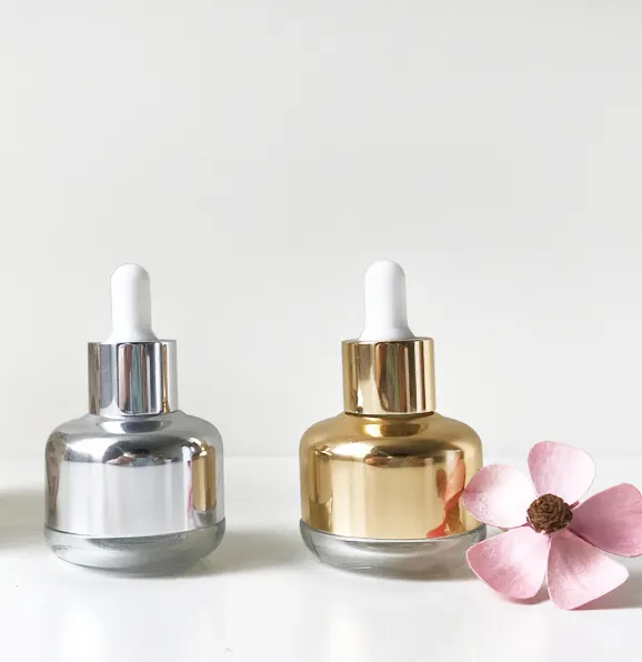 Contenitore per profumo di vetro vuoto con guscio in alluminio di lusso personalizzato 30ml flacone per cosmetici crema per la cura della pelle