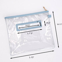 Pochette de rangement en PVC transparente à fermeture éclair pour projets de broderie, organisateur de voyage, sac de rangement pour couture et broderie avec fenêtre