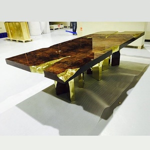Contemporary Dinning <b>Table</b> Solid Wood Italian Luxury Royal <b>Gold</b> Walnut Dining <b>Table</b> Set 6 Seater Lu-divano0793 Luxury Dining Tab - Product Image 6