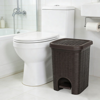 Ensemble d'accessoires de salle de bain en 7 pièces, style imitation rotin, fabriqué en usine, 6 pièces, plateau, brosse de toilette, poubelle pour la décoration de la salle de bain