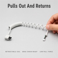 Câble spiralé PUR en cuivre étamé CE avec connecteur mini USB JST 3 broches à angle droit de 1,5 m pour tête d'imprimante de marquage laser