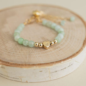 Pulsera de Cuentas de Corazón de Acero Inoxidable Dorado y Piedras Preciosas Auténticas para Niñas Pequeñas, Pulsera de Protección y Sanación para Bebés, Regalo para Niñas - Product Image 5