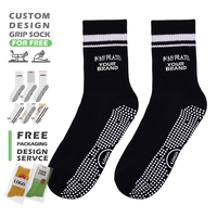 Nouvelles chaussettes de yoga rayées personnalisées avec logo, chaussettes de Pilates antidérapantes pour femmes, mi-mollet, avec logo personnalisé