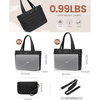 Sac fourre-tout matelassé pour femme, 17 pouces, sac pour ordinateur portable, grande capacité, sac à main matelassé pour le travail, sac à bandoulière pour les voyages, la salle de sport