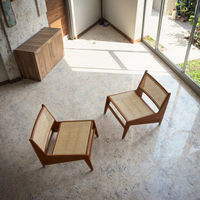 Fauteuil inclinable en bois durable avec coussin moelleux, style industriel japonais moderne, pour salon, chambre et villas