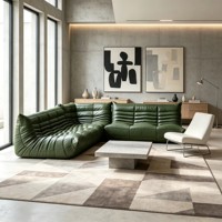 Voxhome Nordic Green Ensemble de canapés relaxants pour salon en tissu simili cuir avec rembourrage en mousse, livraison directe, compressé sous vide