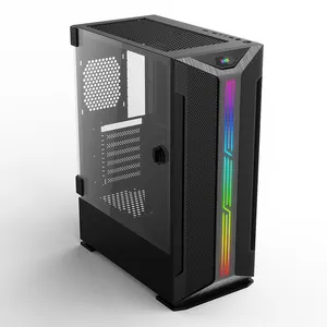 SOEYI Custom Mid Tower ATX Gaming PC Case ARGB Enhanced StripsTempered Glass Side Panel Rgb Gaming Cases