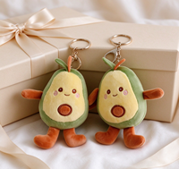 Porte-clés en peluche avocat mignon de dessin animé, poupée fruit en peluche Kawaii, porte-clés doux en forme 3D, breloque de sac en peluche pour cadeau d'anniversaire