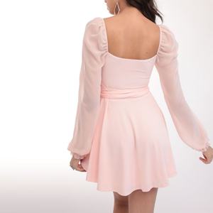 Vestidos de Gasa con Mangas Abullonadas para Mujer, Elegantes y Personalizados, al por Mayor, Vestidos Casuales de Verano para Mujer - Product Image 6