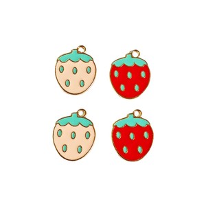 Strawberry Zinc Alloy Charms <b>Red</b> And Pink Fruit Shape For DIY Jewelry <b>Bracelet</b> Necklace Mobile Phone Charm Unisex Gift Accessory - Product Image 5