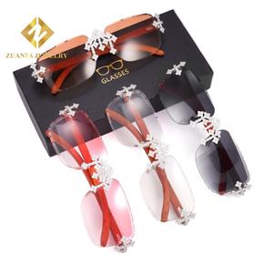 Luxury Design Rapper Iced Out Glasses Men Women 925 Silver Colored Lens VVS Moissanite <b>Sunglasses</b> - Product Image 1