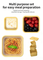 Boîte à bento carrée en silicone de 120 ml, sans BPA, écologique, durable, à un seul niveau, étanche, avec compartiments