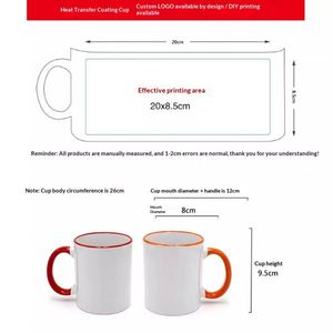 Tasse à café en céramique de 350 ml (11 oz) avec poignée ronde, impression de photos et logos par sublimation, bord coloré, emballage sécurisé - Product Image 4