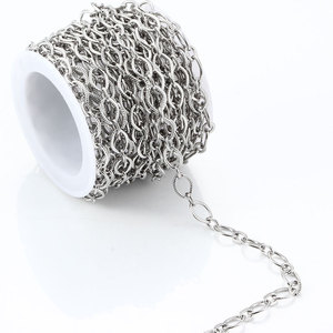 Nouvelle chaîne à maillons ovales irréguliers en acier inoxydable embossé |   Imperméable, ne se décolore pas, hypoallergénique pour la fabrication de bijoux personnalisés - Product Image 1
