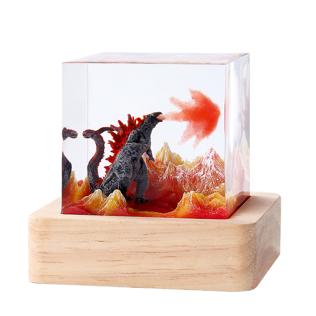 Godzilla Themed Resin Craft Figurine with Epoxy Resin Mood Lamp, Perfect for Home Decor and As a Gift