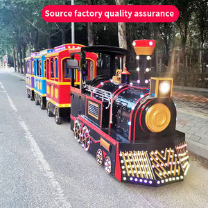 Centre commercial Plaza London Style enfants monter sur le train alimenté par batterie aucune piste requise électrique une voiture avant tirer quatre chariots - Product Image 4