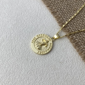 Collar con Colgante de Moneda de José <span class=keywords><strong>Gregorio</strong></span> Hernández Chapado en Oro Vintage, Medallón Religioso Retro con Retrato, Joyería de Fe para Uso Diario - Product Image 3