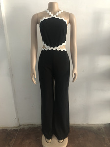 Combinaison pantalon large sans manches à rayures ondulées et dos nu pour femme – Tendance - Product Image 6