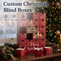 Boîte de calendrier de l'avent de Noël personnalisée avec 24 tiroirs, calendrier de compte à rebours, boîte cadeau en carton de luxe pour chocolat et bonbons