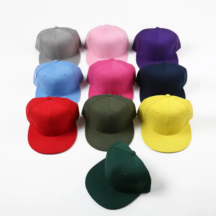Özel logo katı şapkalar erkekler ve kadınlar için düz kenar beyzbol kapaklar ayarlanabilir