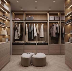 Armoire en bois et verre de style minimaliste moderne, fabrication, grand espace de rangement, vente chaude, pour chambre à coucher - Product Image 6